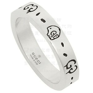 gucci古奇ghost小精灵925银4mm窄版骷髅情侣戒指环477932 455318