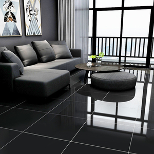 简约白色全抛釉瓷砖800x800黑色客厅商场地砖600x600灰色地板砖