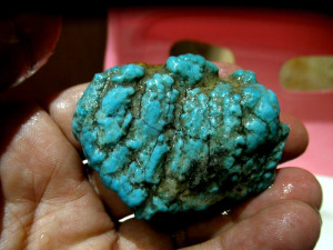 美国蓝松石天然原矿高蓝睡美人波斯蓝德松原石吊坠戒指60*50mm64g