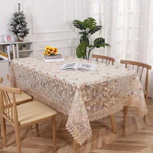 玻璃纱刺绣茶几桌布长方形餐桌台布北欧式ins新款桌布白米色布艺