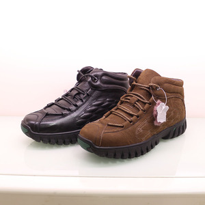 66顺正品2017冬季新款真皮软底男士商务休闲羊毛皮鞋b92830-1a