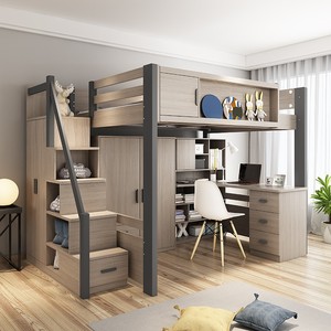 双层床上下铺床简约小户型高低床多功能组合上床下桌带书桌床一体