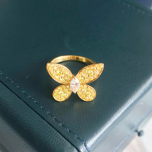 graff 格拉夫蝴蝶黄金黄钻满钻时尚个性戒指 gr25645