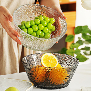 透明水晶玻璃沙拉碗水果盘家用客厅茶几轻奢高级2024新款果篮果盆