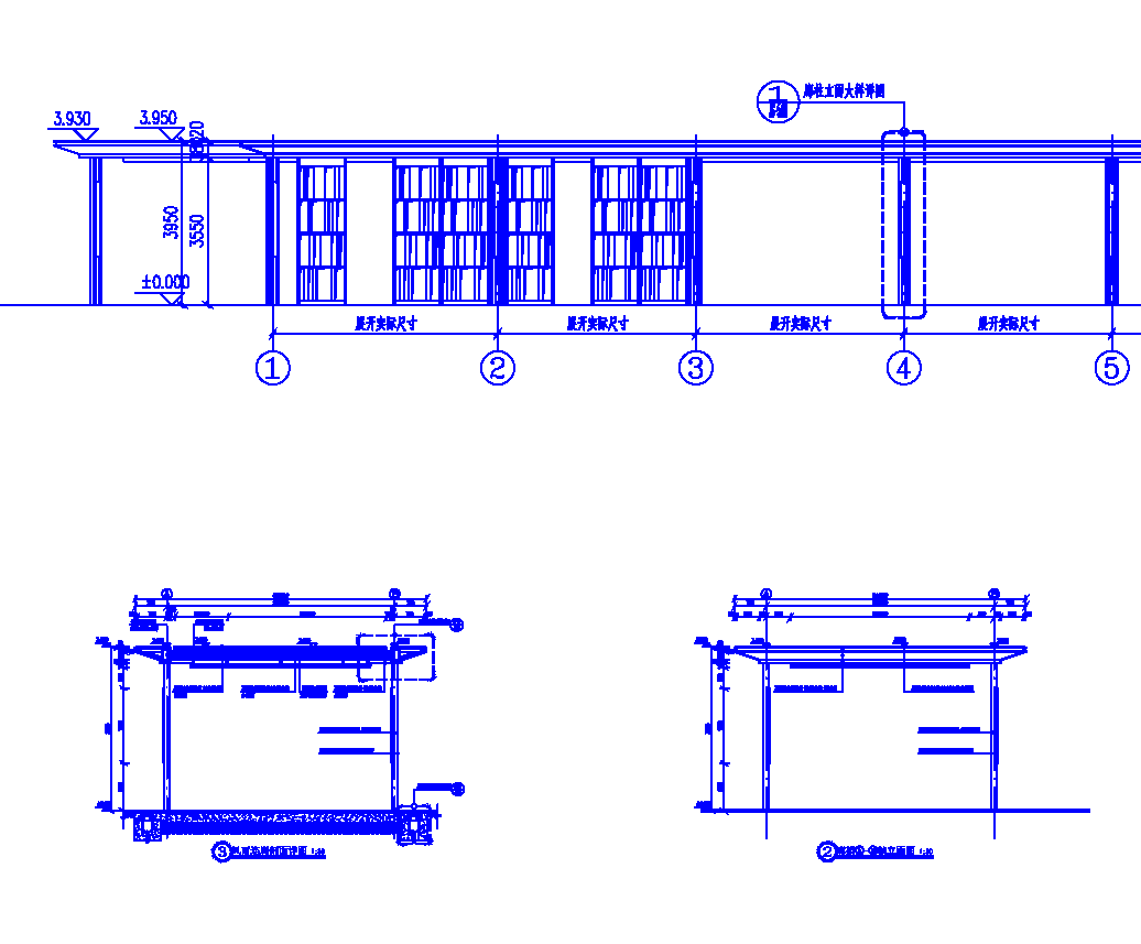 廊架风雨连廊钢结构景观长廊cad施工设计图立剖面详图做法dwg图纸