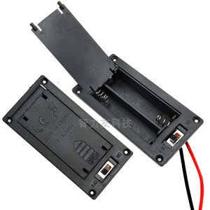 7号2节电池盒AAA二节嵌入式带盖带开关翻盖3V串联带粗线电池座