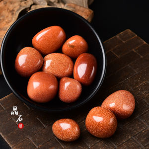 天然金沙石椭圆形摆件把玩手把件金砂原石装修装饰家居鱼缸造景