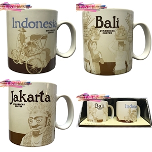 印尼Indonesia巴厘岛Bali雅加达星巴克城市马克咖啡杯生肖卡小熊