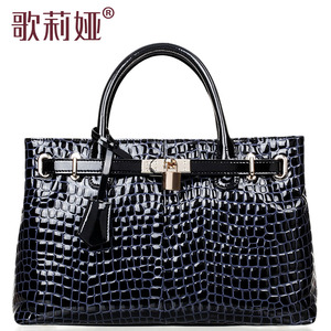 歌莉娅新款手提包 红色牛皮鳄鱼纹亮片包包特价女包