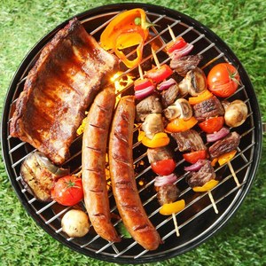 萱家烧烤架圆形美式烧烤炉家用bbq大号闷烤炉木炭户外野炊聚会5人