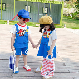 炸街龙凤胎童装兄妹装夏装儿童姐弟装时尚短袖套装洋气韩版中小童