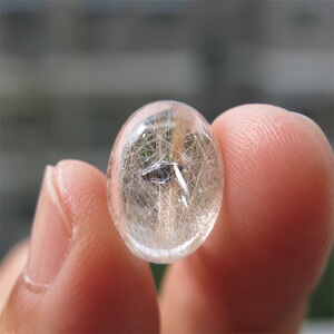 一鸣奇石天然水晶蓝锐钛矿 稀有矿物包裹裸石吊坠戒指面男女百搭