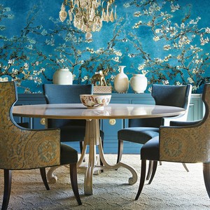 美式复古墙布梵高油画欧式餐厅装饰壁画手绘抽象卧室床头名宿壁纸