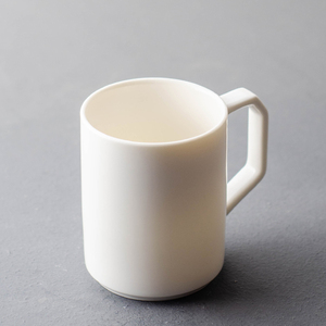 白瓷方耳茶杯 简约纯色牛奶杯水杯家用陶瓷高温马克杯可微波炉