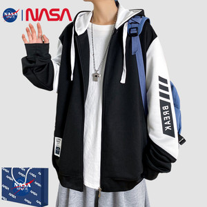 NASA联名开衫卫衣男春秋夏季港风潮牌ins青少年连帽外套秋装上衣
