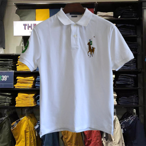 马标拉夫劳伦翻领短袖男保罗polo衫纯棉大马标半袖彩色男士t恤夏