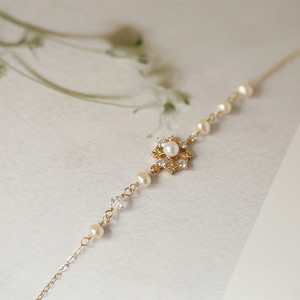 冰雪女王 浪漫雪花淡水珍珠手链美国进口14k包金