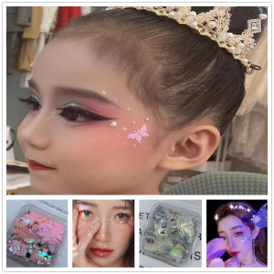 幼儿园儿童舞台妆眼妆亮片亮钻蝴蝶贴脸化妆饰品表演彩妆眼角星星