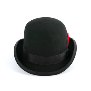 1211号纯羊毛高档时尚Derby德比Bowlerhat礼帽男女士黑色圆顶帽子