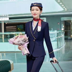 酒店珠宝店工作服秋冬装航空学院服装美容师空姐制服西装马甲套装