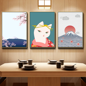日式挂画和风寿司餐厅墙面装饰壁画日本料理店居酒屋招财猫装饰画