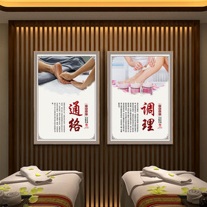 中医馆壁画足疗美容院会所装饰画理疗店养生背景墙宣传海报挂图画