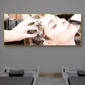 理发店挂画高级感发光led画网红发廊背景墙壁画美发店高级装饰画