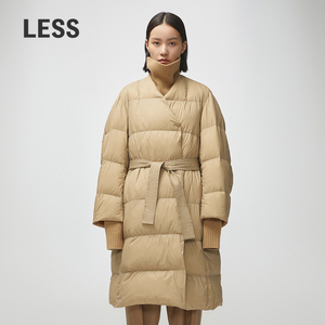 less冬泡芙系带长款风衣式羽绒服2l0c31490