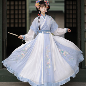 超仙气汉服女浅色晋制中国风交领大袖衫襦裙夏古装古风套装日常款