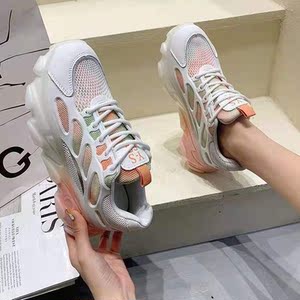 春达专柜正品2021年运动休闲女款真牛皮彩虹老爹鞋春季新款