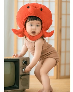 新款儿童摄影道具可爱搞怪红色章鱼头套帽子男孩女孩宝宝拍照道具