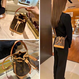 lv路易威登女包新款nano noe抽绳老花小水桶单肩斜挎手提包m81266