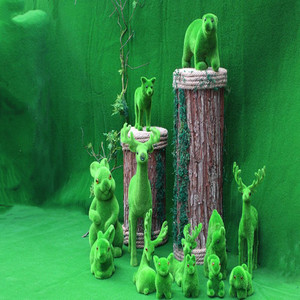 森林系列装饰摆件石头兔子松鼠苔藓小动物路引婚庆道具 仿真青苔