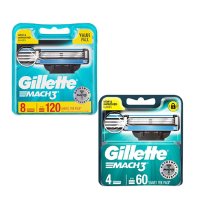 吉列锋速3剃须刀片 gillette mach3系列刮胡刀头替换装 不含刀架