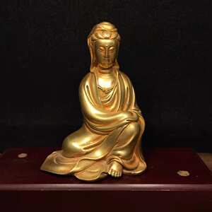 精制纯紫铜鎏真金大自在观音菩萨佛像乔迁开业礼品家居店铺装饰