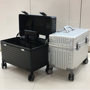 全铝镁合金摄影拉杆箱上翻盖18寸相机箱金属机长箱男登机行李箱女