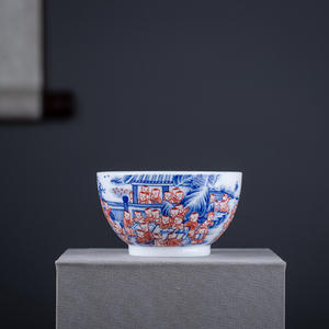 徐冬贵百子图青花瓷手工手绘单杯景德镇陶瓷家用主人杯礼盒装单杯