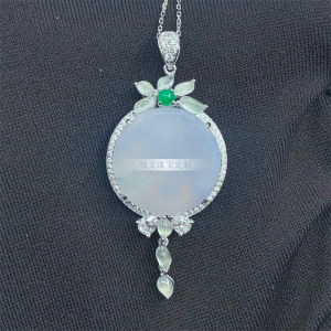 随形蛋面紫罗兰无事圆牌翡翠镶嵌加工定制18k金吊坠高端珠宝空托