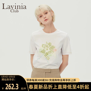 Lavinia T恤女2023夏新款圆领套头印花短袖甜美通勤休闲C31T101S