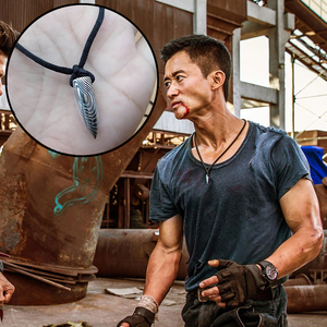 战狼2吴京冷锋s925纯银同款项链花纹子弹头时尚阳刚霸气复古吊坠