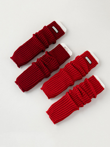 儿童红色袜套秋冬堆堆袜女童针织加厚日系配雪地靴显瘦保暖长筒袜