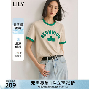 【凉感呼吸Tee】LILY2024夏新款美式复古索罗娜透气字母短袖T恤女