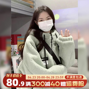 美式棉衣棉服女冬季2024新款温柔韩系羊羔毛绒连帽外套欧货高级感