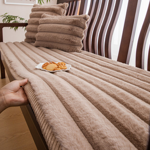冬季木沙发垫毛绒坐垫现代简约秋冬款加厚实木红木软垫长条登垫子