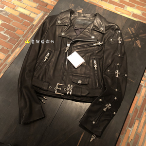 现货 皇冠给你代 chrome hearts 克罗心 十字限定机车皮衣夹克女