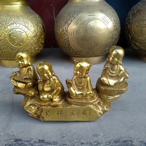 纯铜琴棋书画摆件镇纸家居装饰品小人摆件铜人顽童摆件