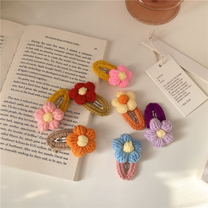 可爱甜美少女毛线花朵发夹边夹刘海夹小红花卡子发卡小号网红夹子