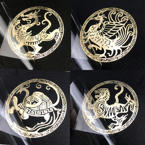 中国风四圣兽金属贴 山海经上古神兽青龙白虎朱雀玄武手机贴纸