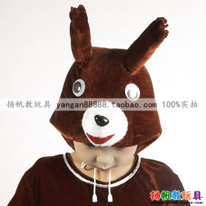 六一儿童演出头饰 舞蹈表演服装头套 小松鼠动物帽子 松鼠帽子