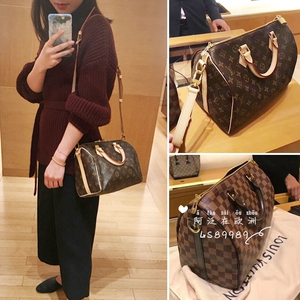 lv/路易威登 女包 speedy25/30带肩带枕头包老花单肩斜挎包m41113